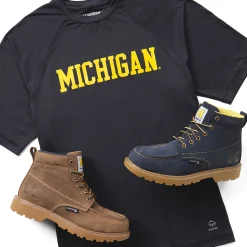 New X Valiant University Of Michigan Floorhand Moc Toe Work Boot Waterproof|Soft Toe