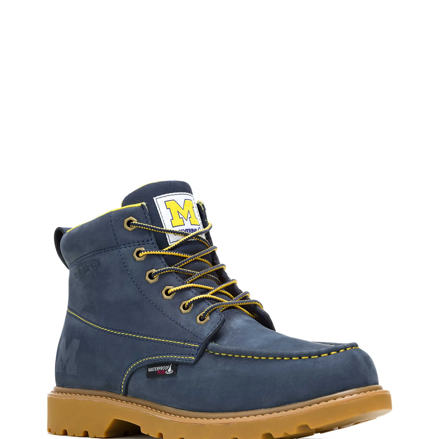 New X Valiant University Of Michigan Floorhand Moc Toe Work Boot Waterproof|Soft Toe
