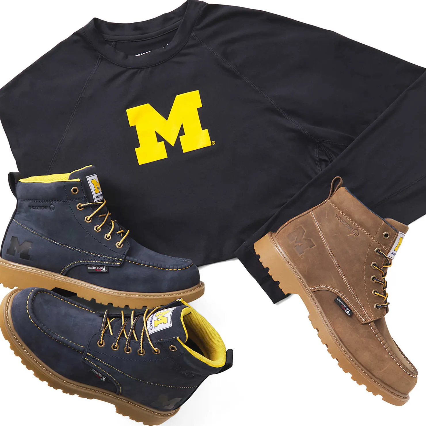 New X Valiant University Of Michigan Floorhand Moc Toe Work Boot Waterproof|Soft Toe